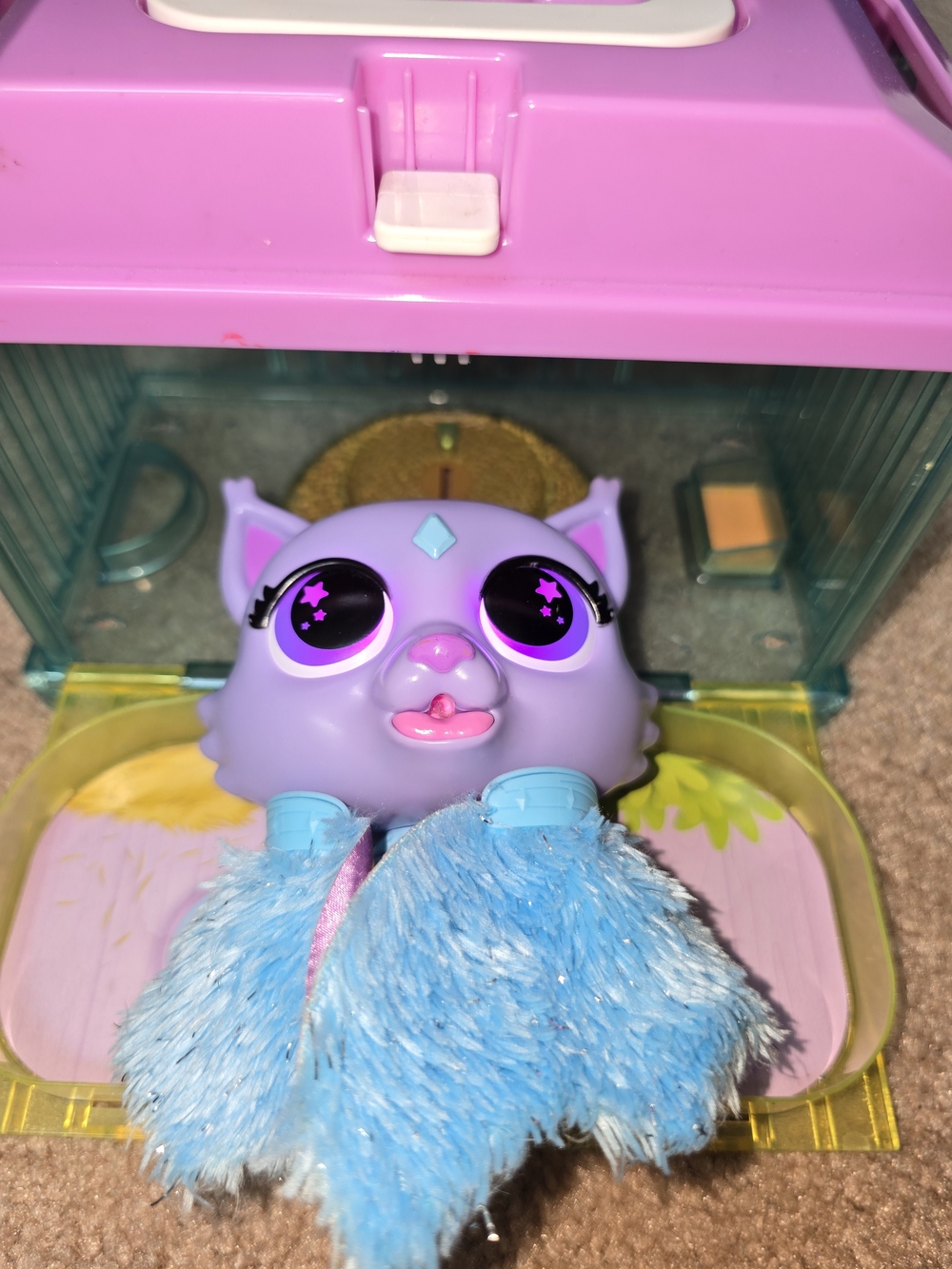 FurReal Pet Flitter Kitten Interactive Toy Lights Up Works & Carrier